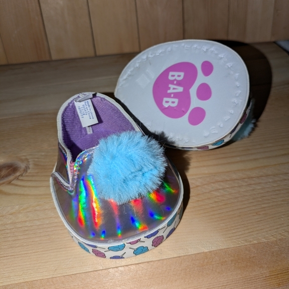Built A Bear Holographic Shoes with Blue Pom Pom - Picture 1 of 4
